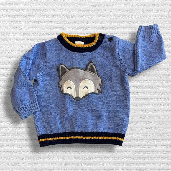 Gymboree Artic Fox Sweater 6-12 Months 2016 2015 Blue Knit - Picture 1 of 4